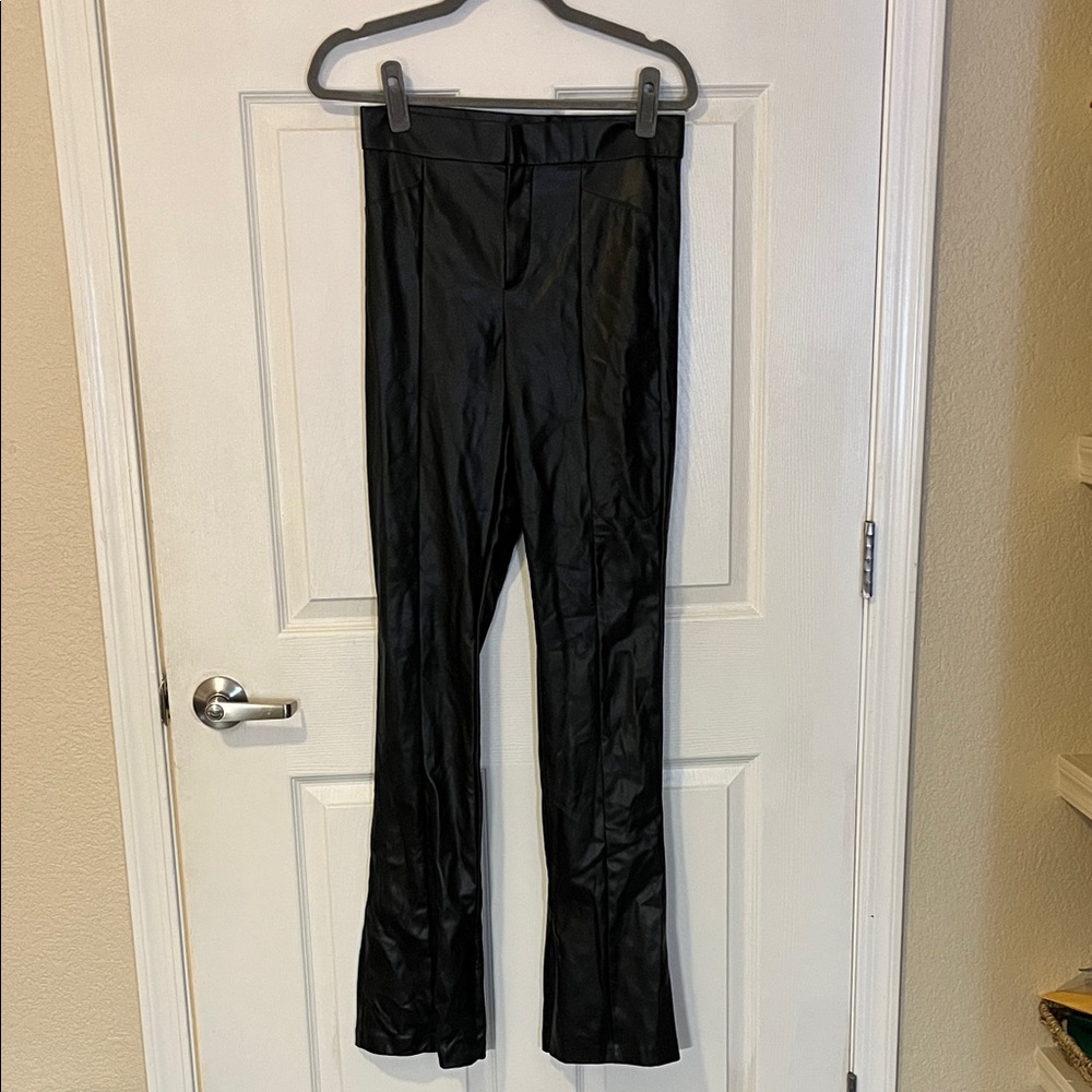 Elegant Leather Black Women's Pants